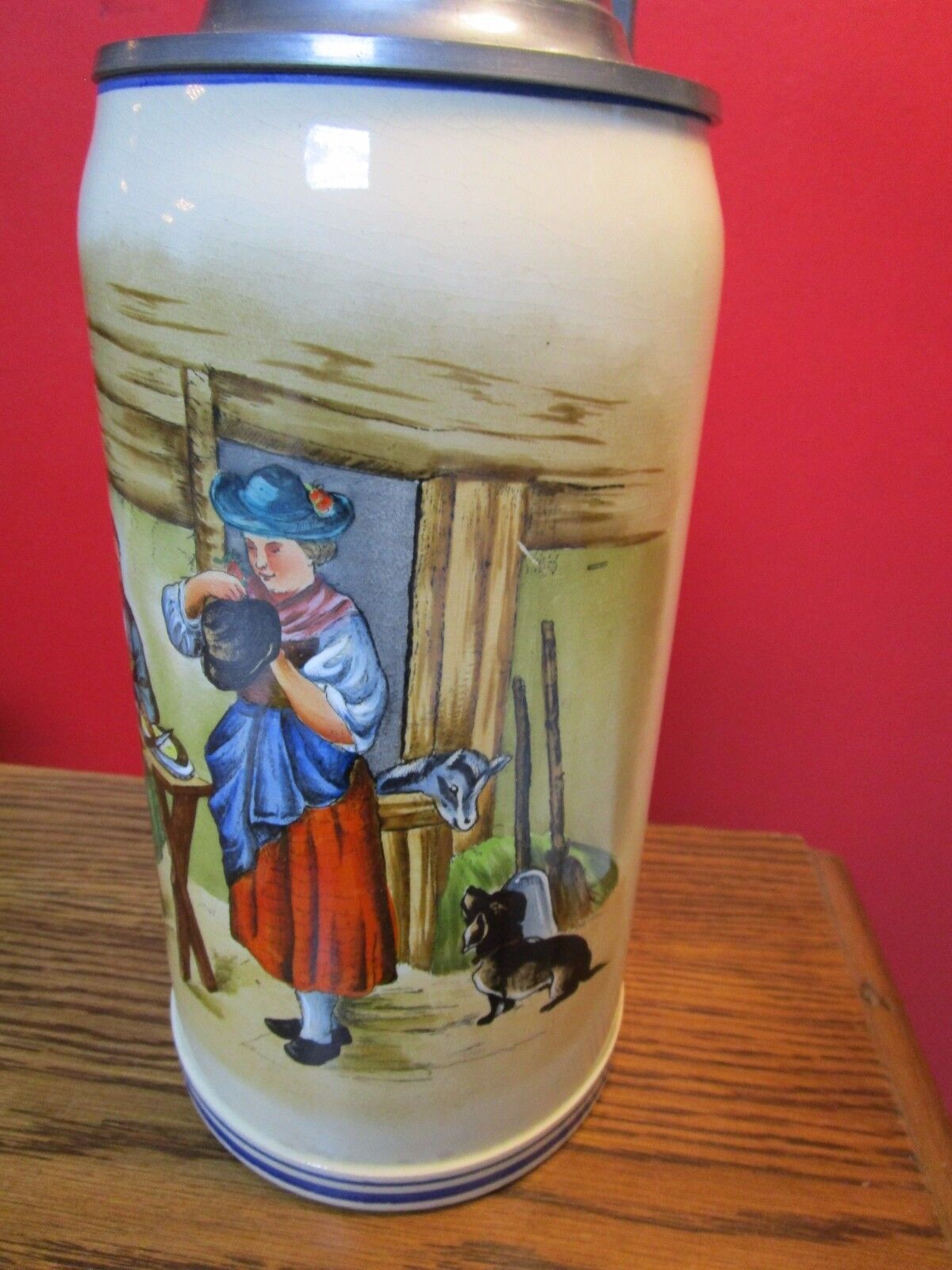 WICK WERKE- Germany- lidded stein 2L decorated - c1921 - 1937 ORIGINAL