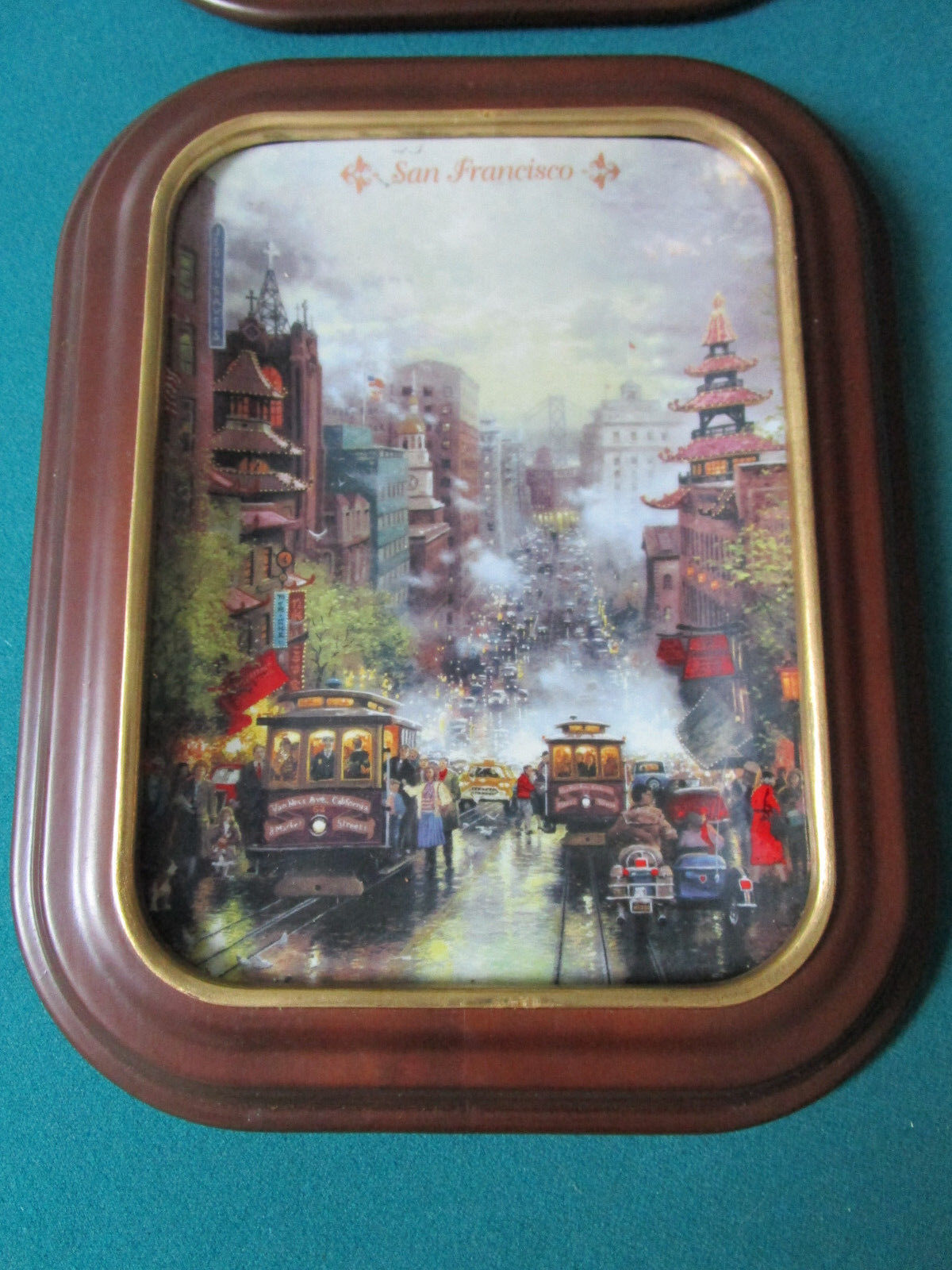 THOMAS KINKADE NEW YORK AND SAN FRANCISCO IN RAINY DAYS COLLECTOR FRAMED PLATES