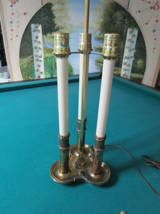 Mid Century Brass Table Lamp Electrical 31" Tall Three Lights Original