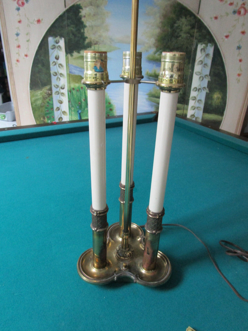 Mid Century Brass Table Lamp Electrical 31" Tall Three Lights Original