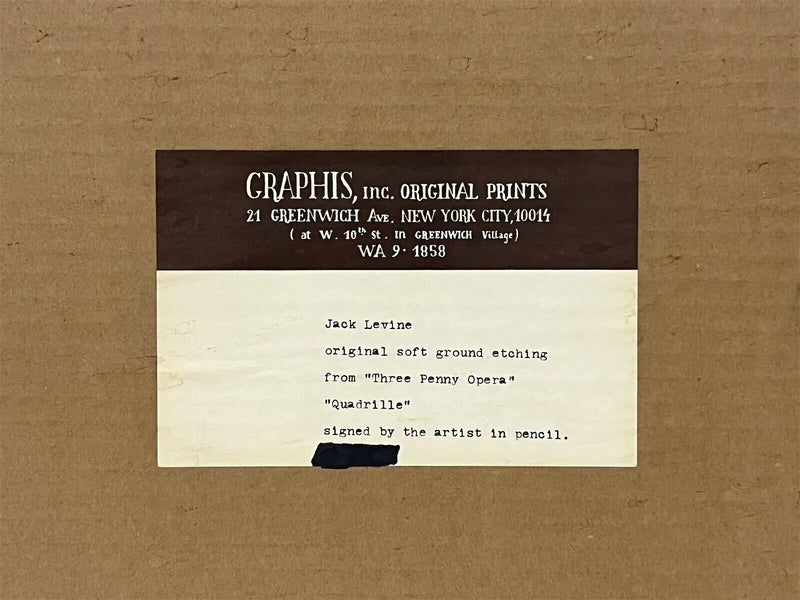 Jack Levine (American) "Quadrile" LITHOGRAPH Etching PENCIL SIGNED JACK LEVINE