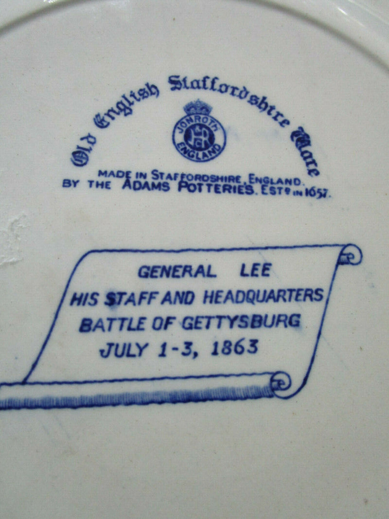 ANTIQUE FLOW BLUE PLATE GENERAL LEE BATTLE OF GETTYSBURG, ORIENTAL  ASHWORTH PIC