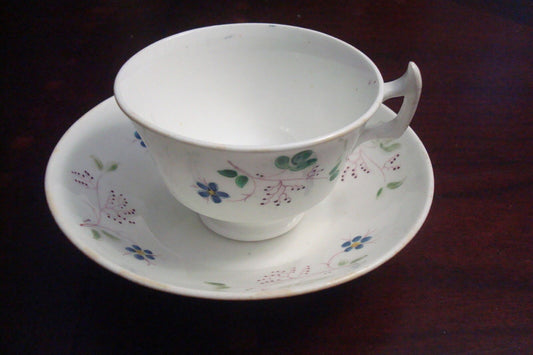 Antique Adderley Chelsea Floral 1800's English tea cup & saucer, Victorian [81A]