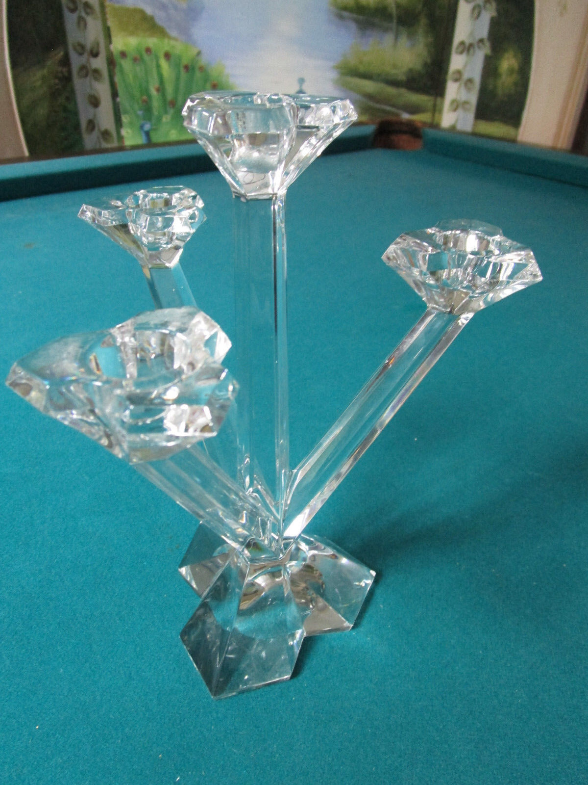 VILLEROY AND BOCH CRYSTAL CANDLE HOLDER 9 1/2" 3 BRANCHES