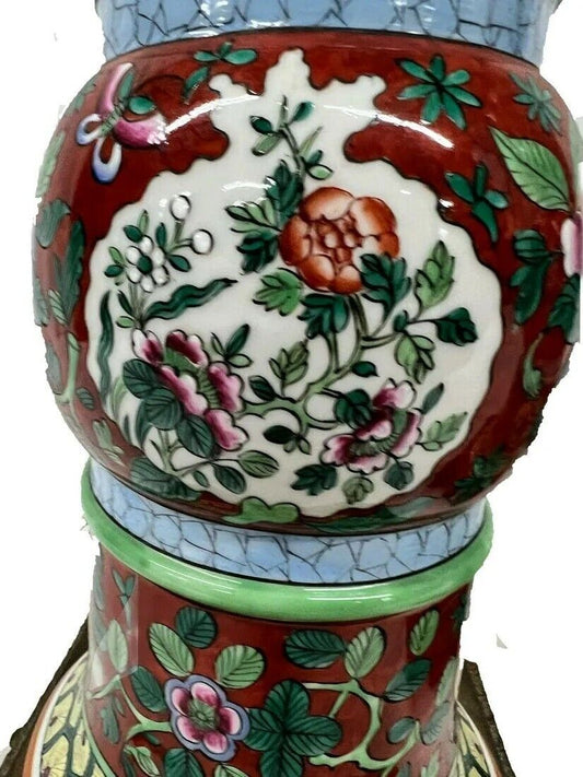 French Chinese Motif Pair of Lamps by Porcelaine De Paris Bronze Mounted