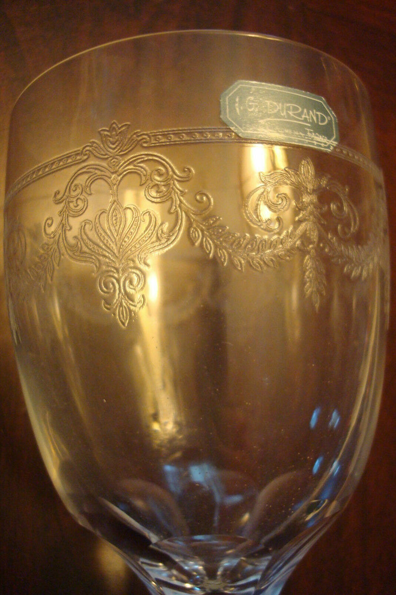 DURAND CRYSTAL FRANCE CANDLESTICK, GOBLETS WINE GLASSES CHAMPAGNE FLUTES