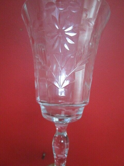 Water Glasses 6 goblets 8 1/4" tall optic design etched vintage 1950S