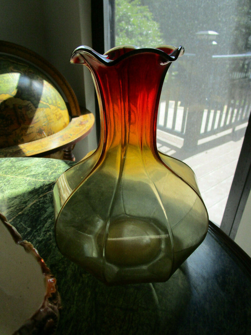 Mid Century Amberina Glass Tiara Optic Dots Paneled Handblown Vase Ewer Pick 1