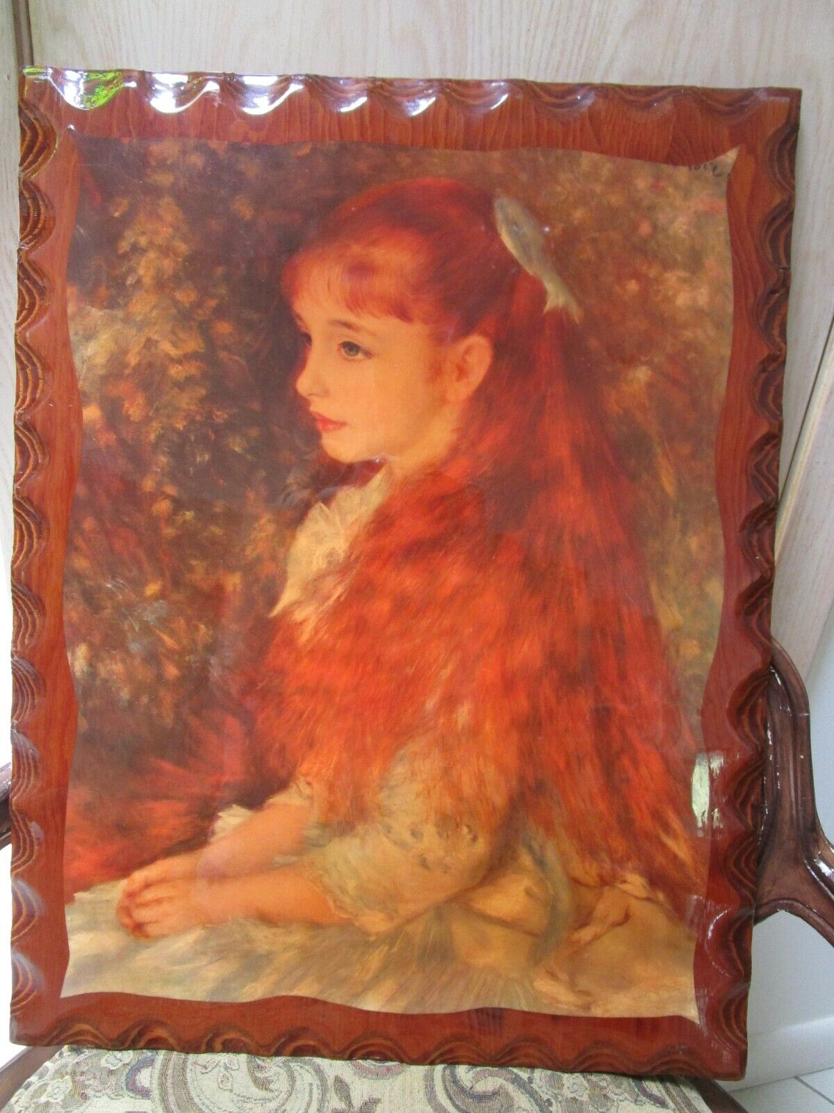 WOOD LACQUER RENOIR GIRL TRAY WALL DECOR TABLE TOP