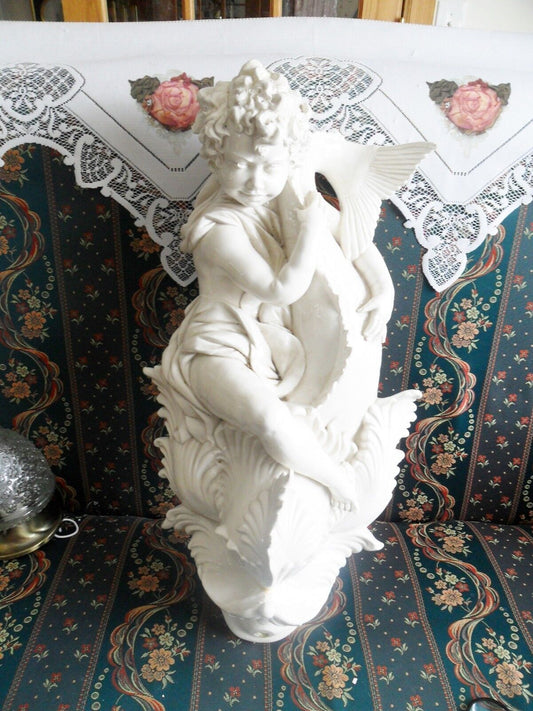 Vintage Porcelain water fountain cherub with a fish