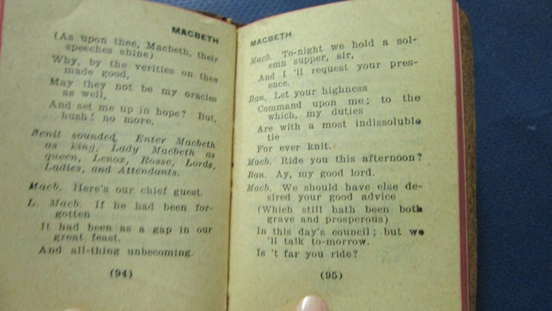Series of Five Vintage William Shakespeare Pocket Size Books leather cover 1920S
