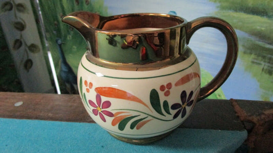 WADE ENGLAND HARVEST CREAMER PITCHER 5 X 7" COPPERWARE ANTIQUE