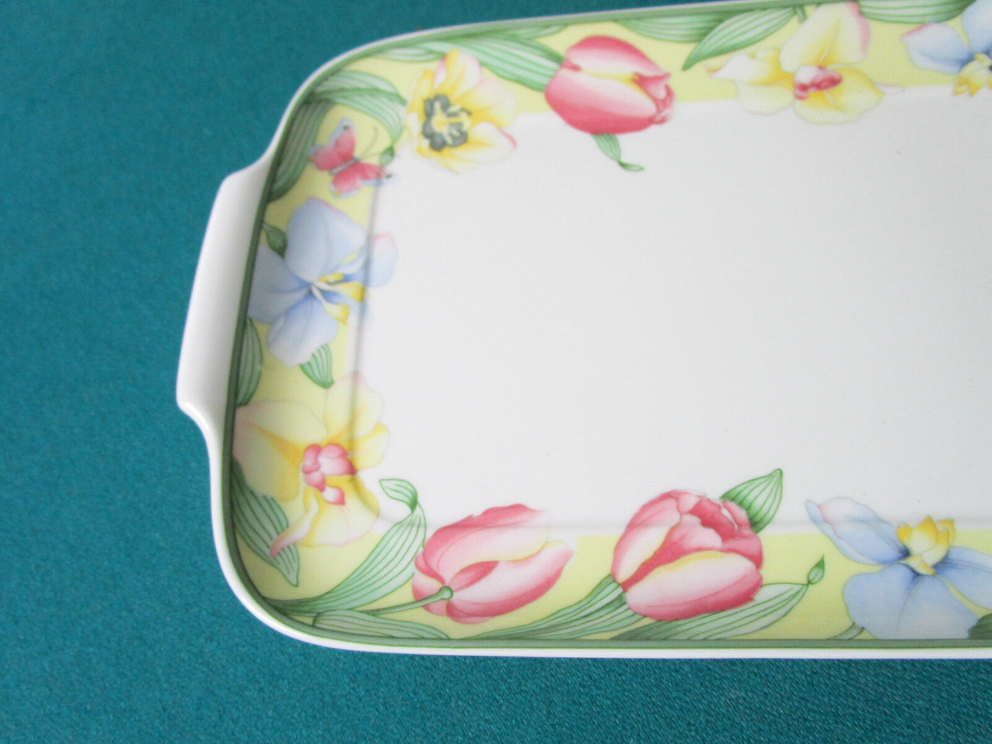 VILLEROY & BOCH TRAY AND CREAMER "CANARI" PATTERN TULIP FLORAL 2 PCS