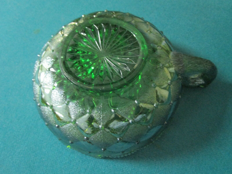 Imperial Green Iridescent Glass Quilted Diamond Nappy Bowl Handle Pick 1