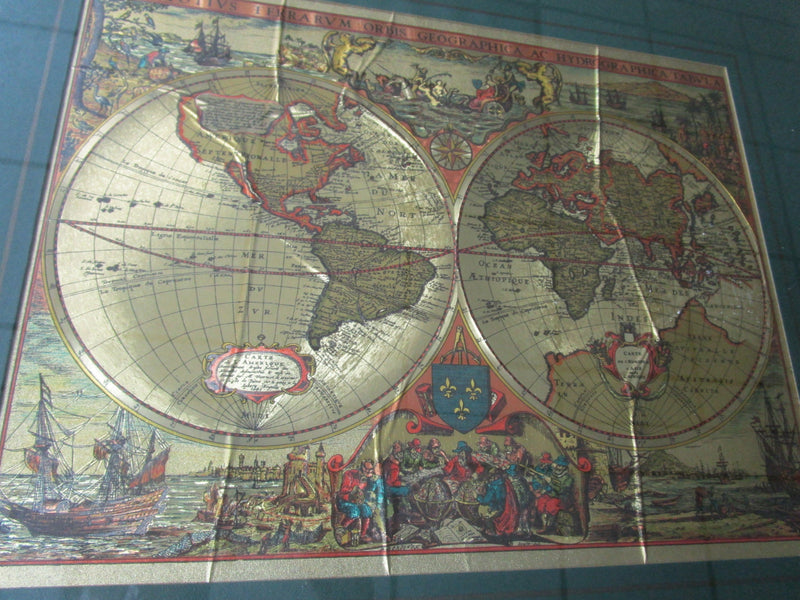 GOLDEN MAP OLD WORLD IN GOLD PAPER FRAMED