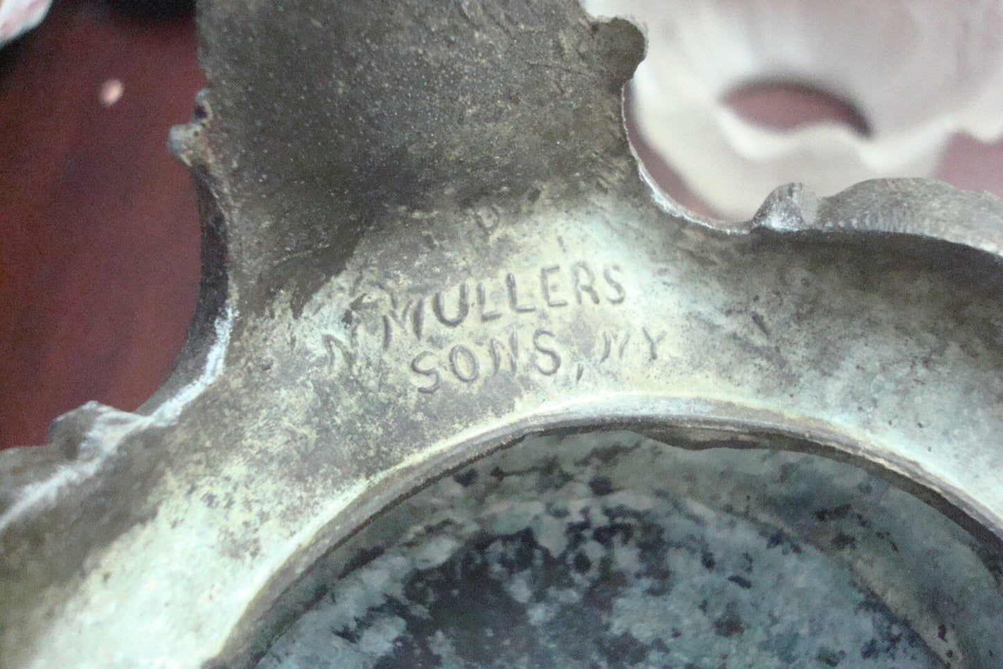 1880s Nicholas Muller & Sons NY cast metal oil lamp UNIQUE/ORIGINAL