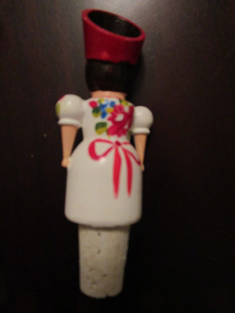 Hungary 4 Cork Stoppers 4" Wood Carving Hand Painted Original ^^^