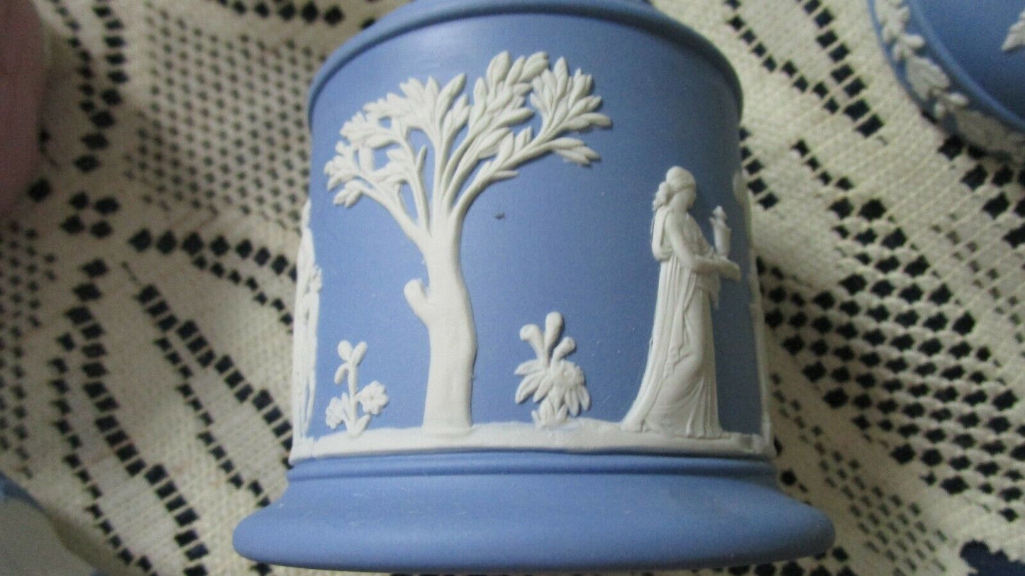 WEDGWOOD BLUE PINK JASPERWARE TRINKET BOX VASE SACRIFICIAL SUN GOD PAT PICK1 ^^