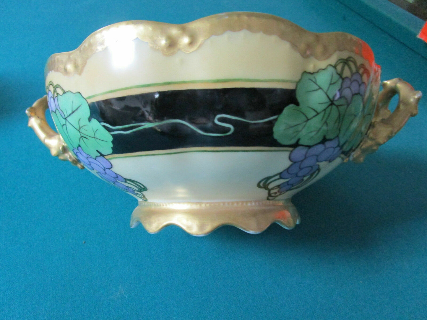 Tresseman & Vogt, T&V LIMOGES HANDLE GRAVY BOWL FLORAL BOWL CENTERPIECE PICK 1