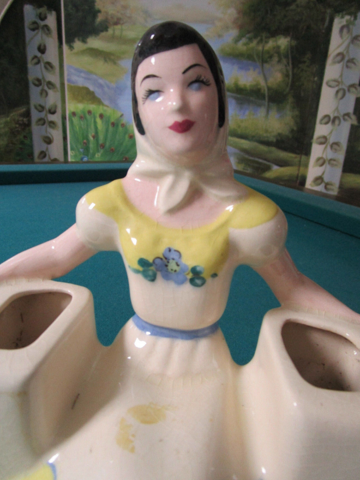 1940S Weil Ware California, Figurine Art Pottery Planter 4028, Lady Vase 8 1/2"^