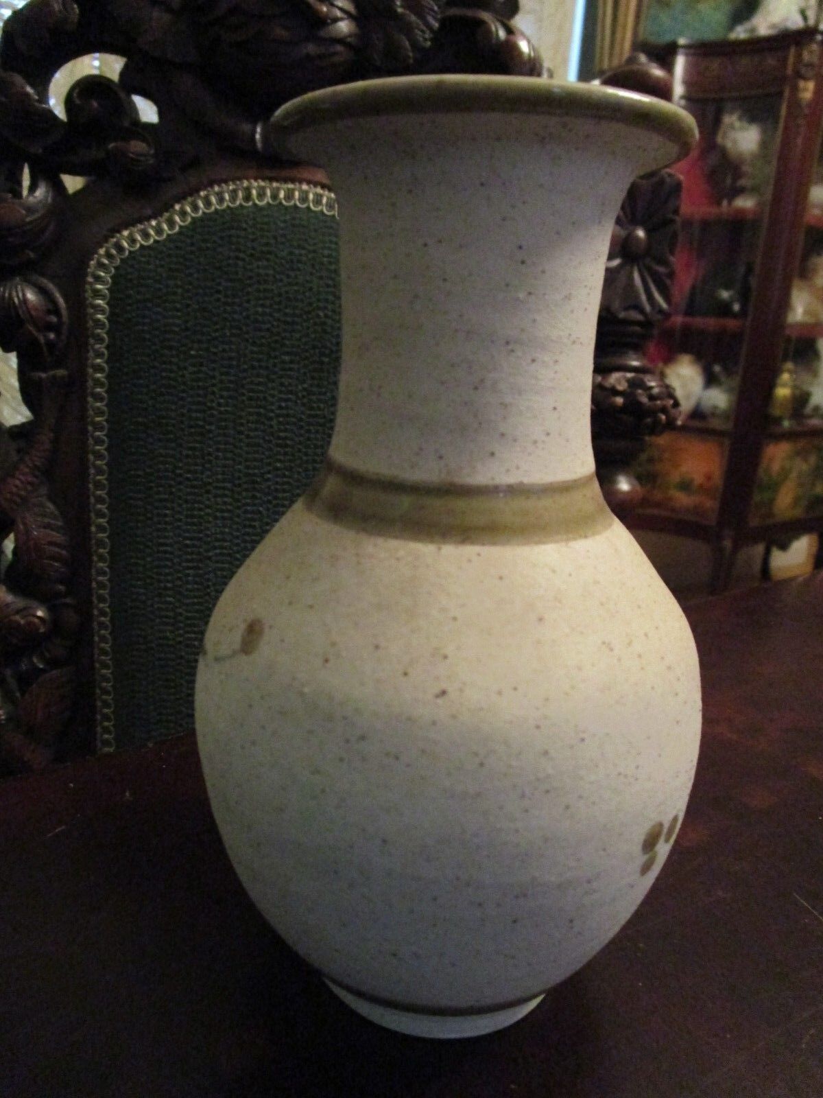 UNGLAZED SANDSTONE FINISH MEXICAN POTTERY VASE CERAMIC FLOWERS [*SW2]