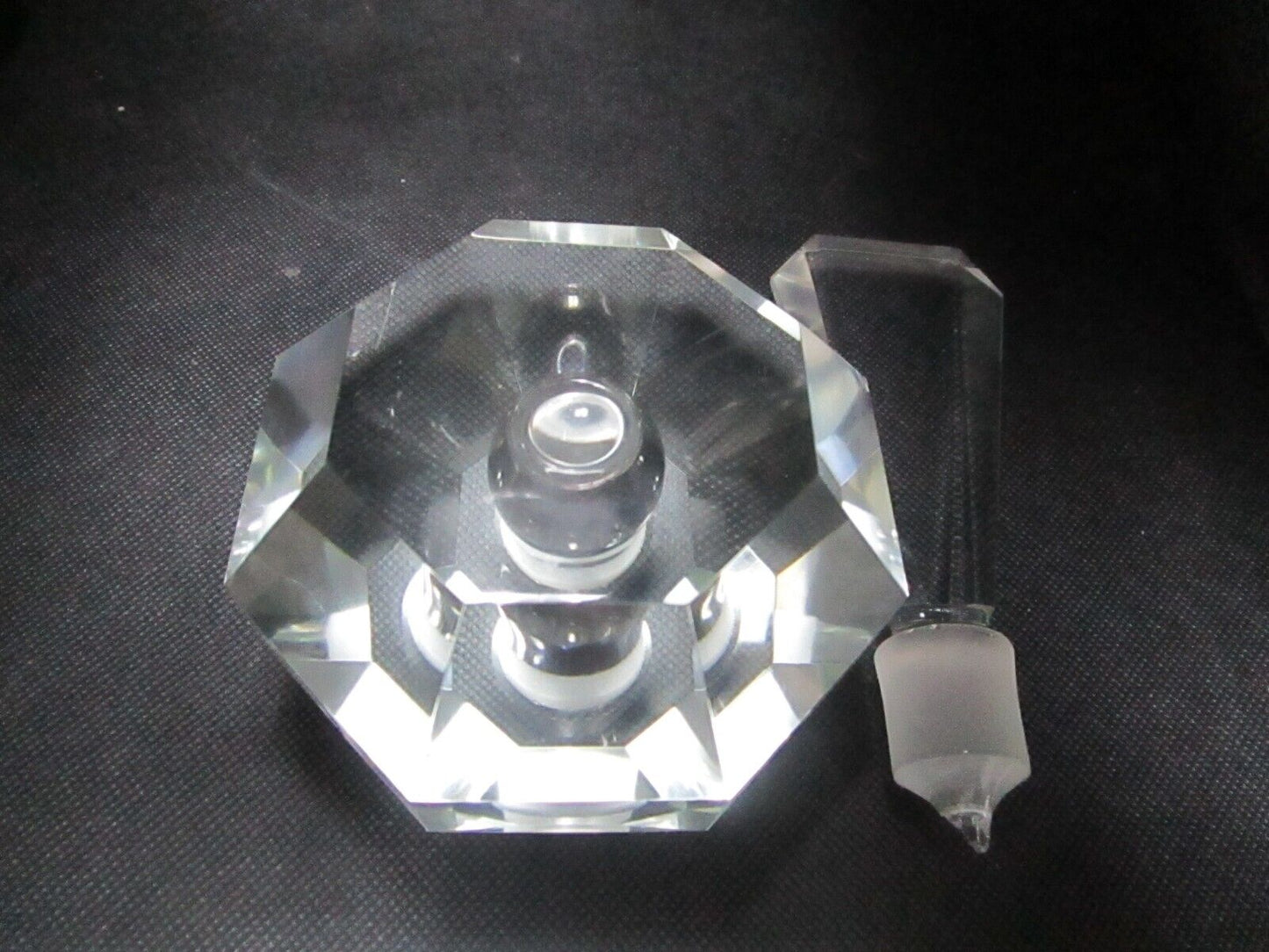 Antique art deco perfume bottle crystal faceted prism 7"