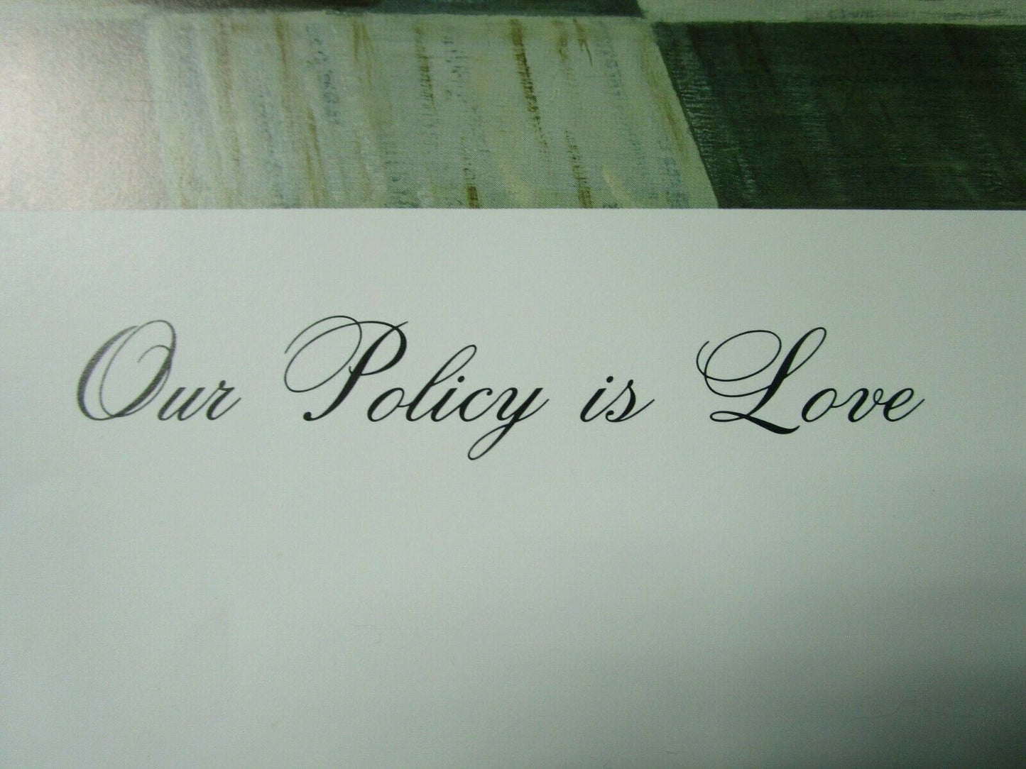 WESLEY KENDALL ART ILLUSTRATOR ORIGINAL POSTER "OUR POLICY IS LOVE" PENCILSIGNED