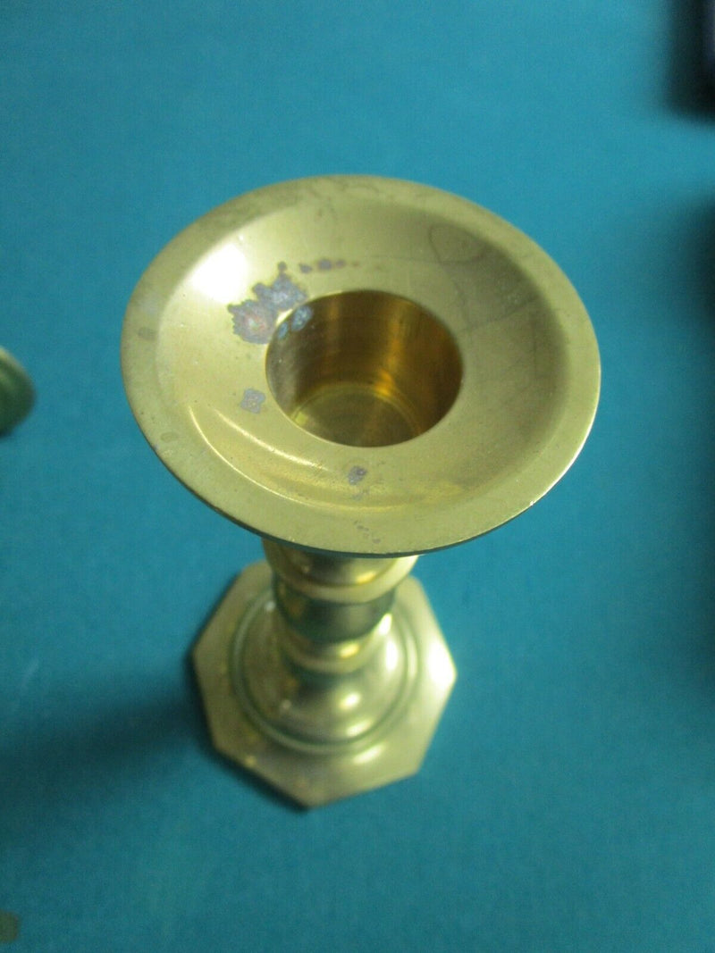 Pair Of Single Brass Candleholders 6"