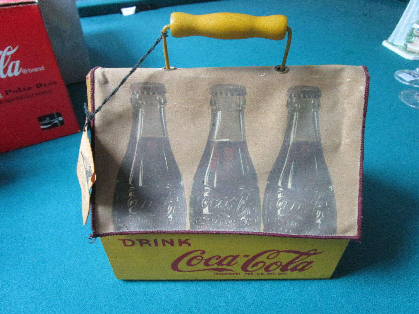 VINTAGE COCA COLA WOOD CARRIER BOX with fabric cover RARE! VINTAGE REPRO