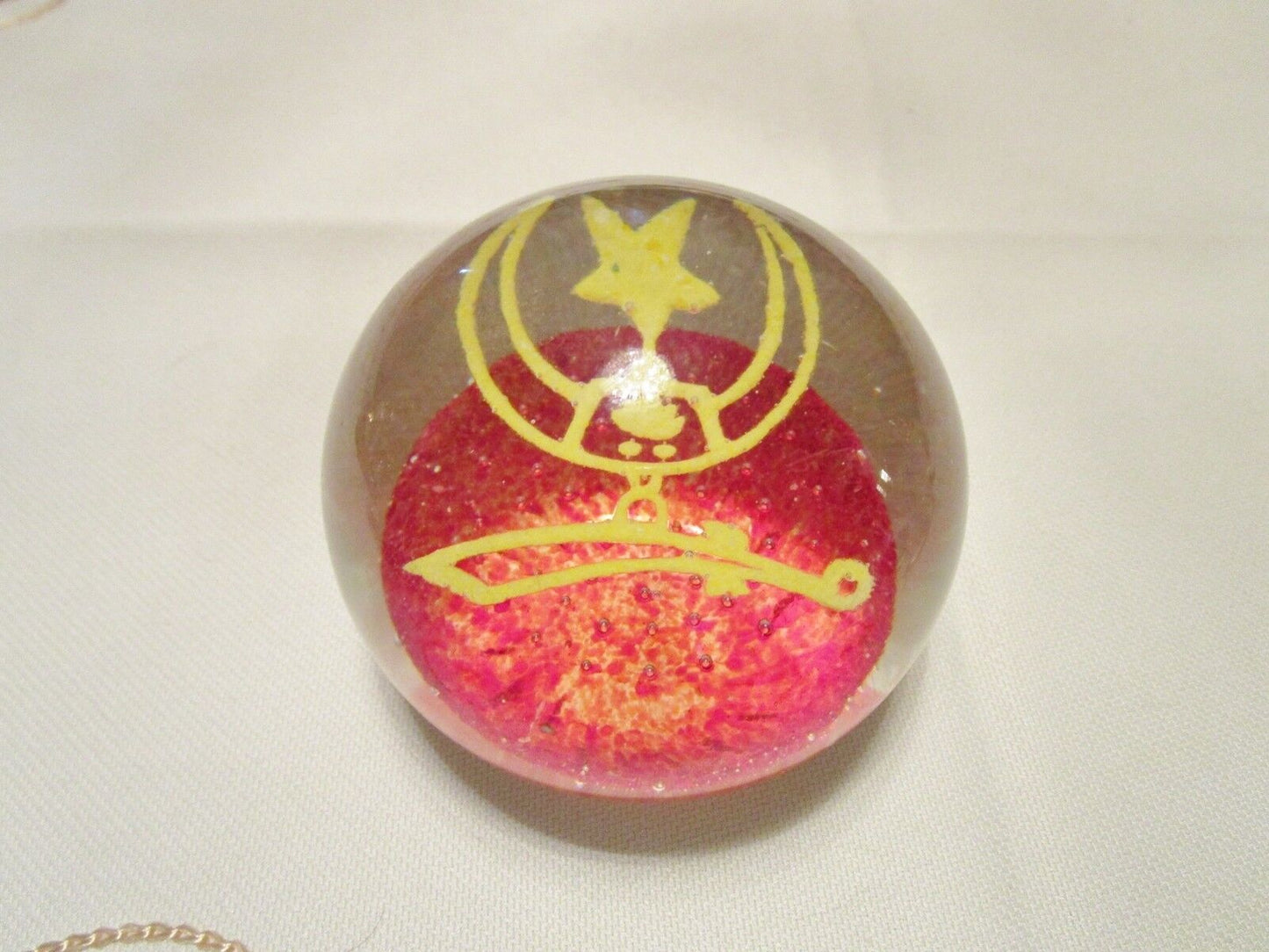 1960s Masonic Shriners Vintage Hand Made Blown Glass Paperweight 3"