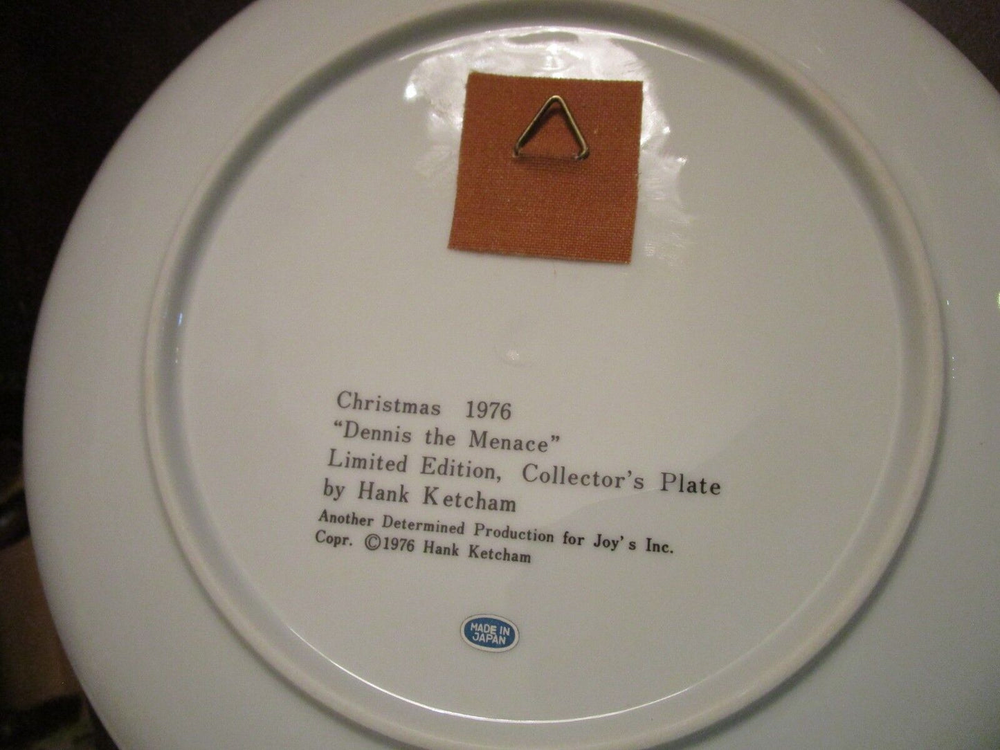 1976 DENNIS THE MENACE CHRISTMAS PLATE LIMITED EDITION HANK KETCHAM 9 1/2" [*4]