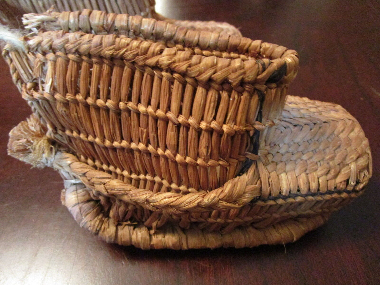 Antique 1800s rice straw child shoes original hand made[japbx]