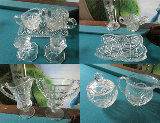 CREAMER CANDLEHOLDER CRYSTAL CUT SETS SEVERAL PIECES -PICK A SET