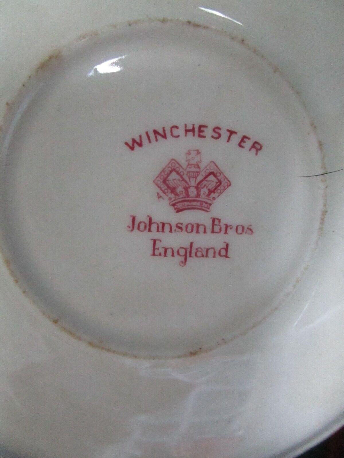 JOHNSON BROS ENGLAND RED TRANSFERWARE "WINCHESTER" PATTERN CUP SAUCER