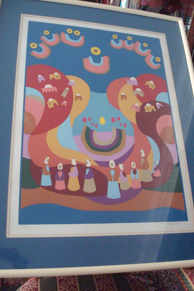 Lydie Egosi Serigraph, “Chanukah” signed and numbered serigraph[art]