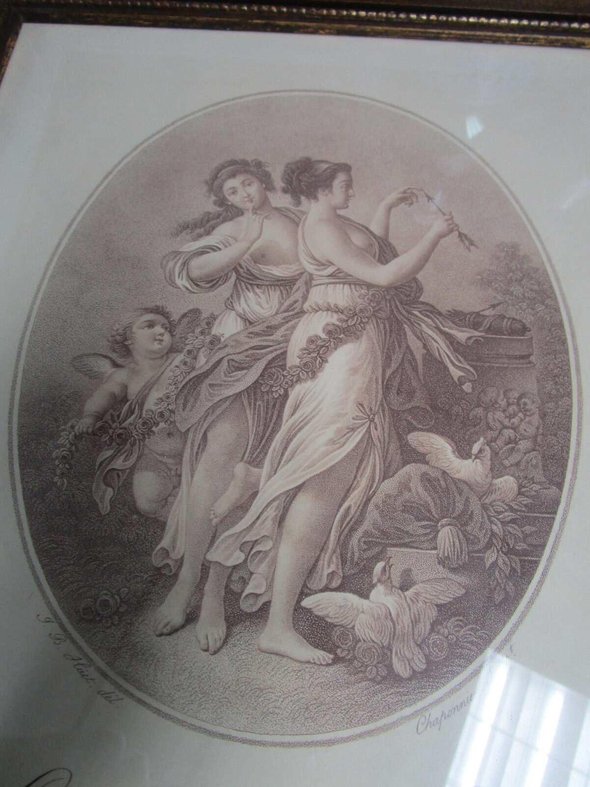 Alexandre CHAPONNIER (1753-1806) "Les Graces enchainées par l'Amour" mezzotint