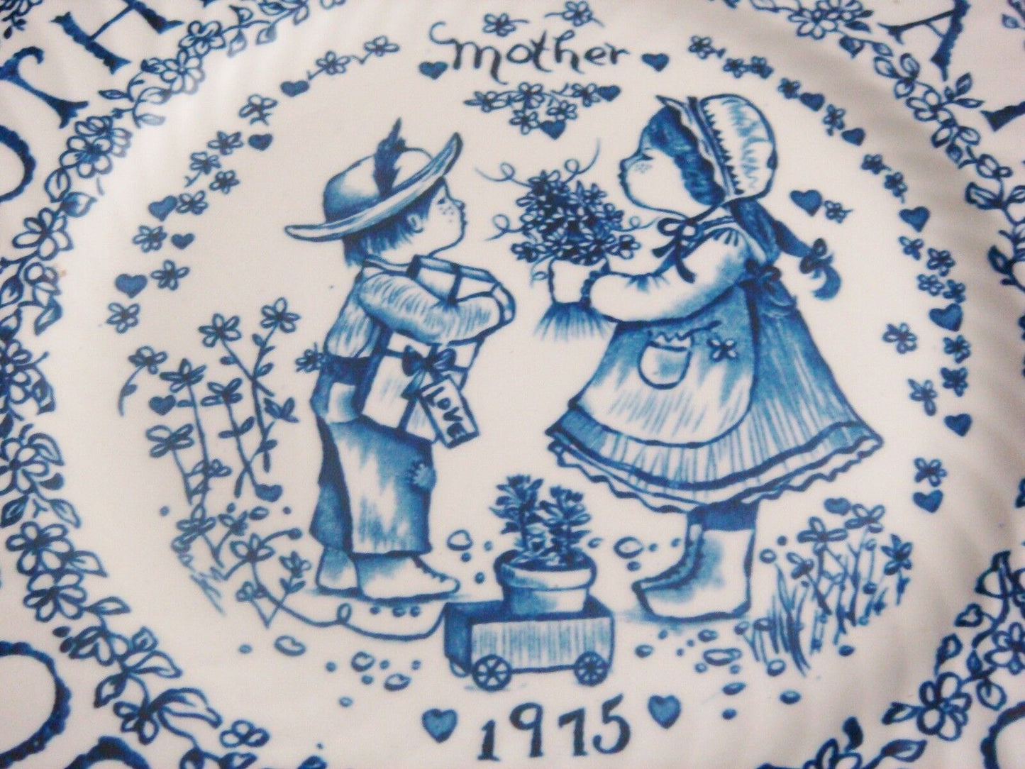 "Mother's Plate" Royal Croconfard Blue ware by Norma Sherman, Staffordshire[*4-1