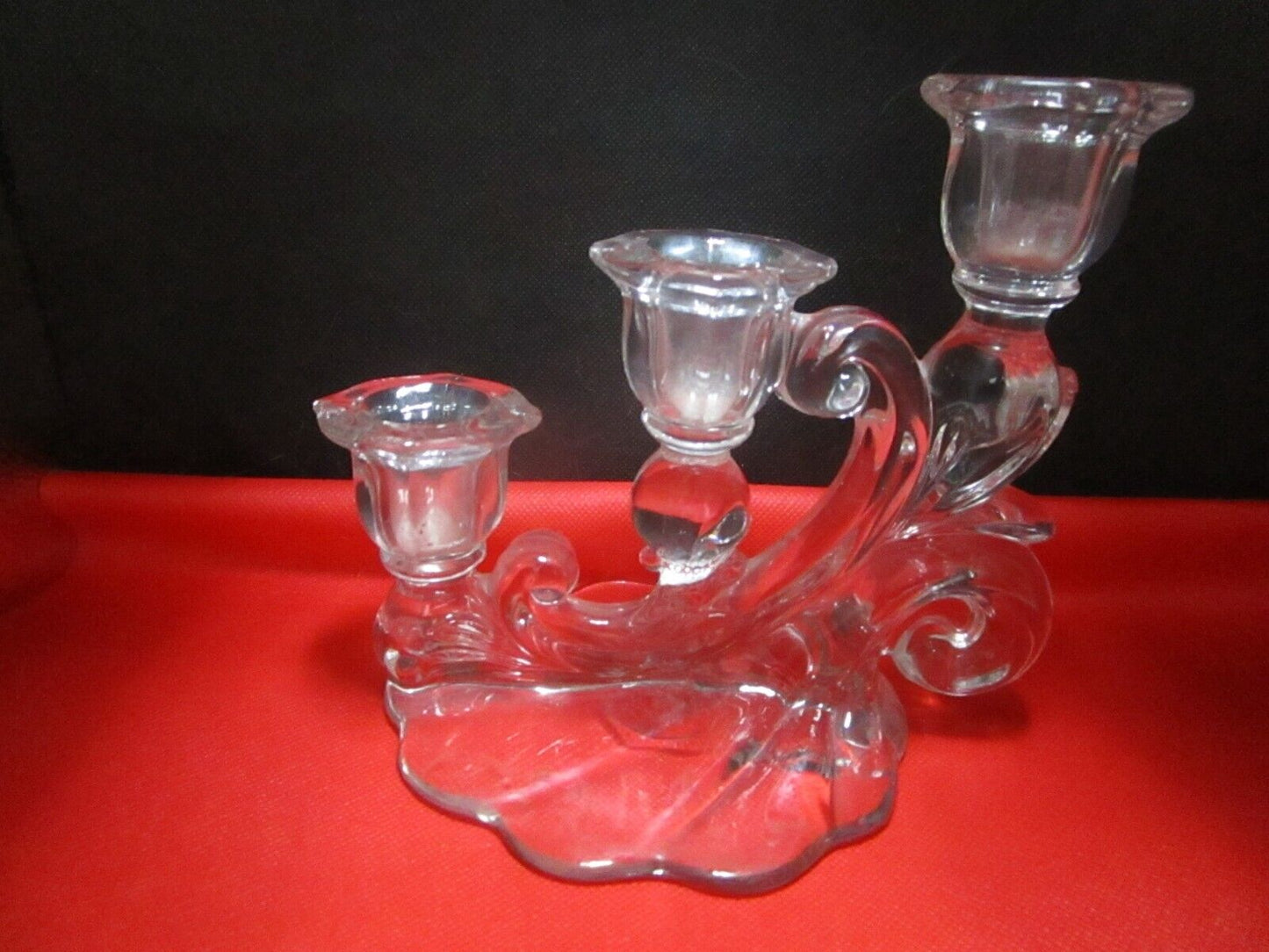 Cambridge glass three lights candleholder 6 x7"