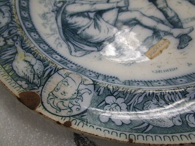 “Wedgwood" ANTIQUE ENGLAND Ivanhoe Blue 10 1/4" Plate Wamba & Gurth