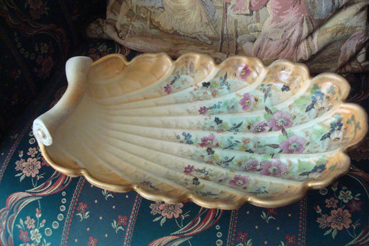 Abingdon Pottery USA Handpainted Large Console Shell Plate or Dish ORIGINAL