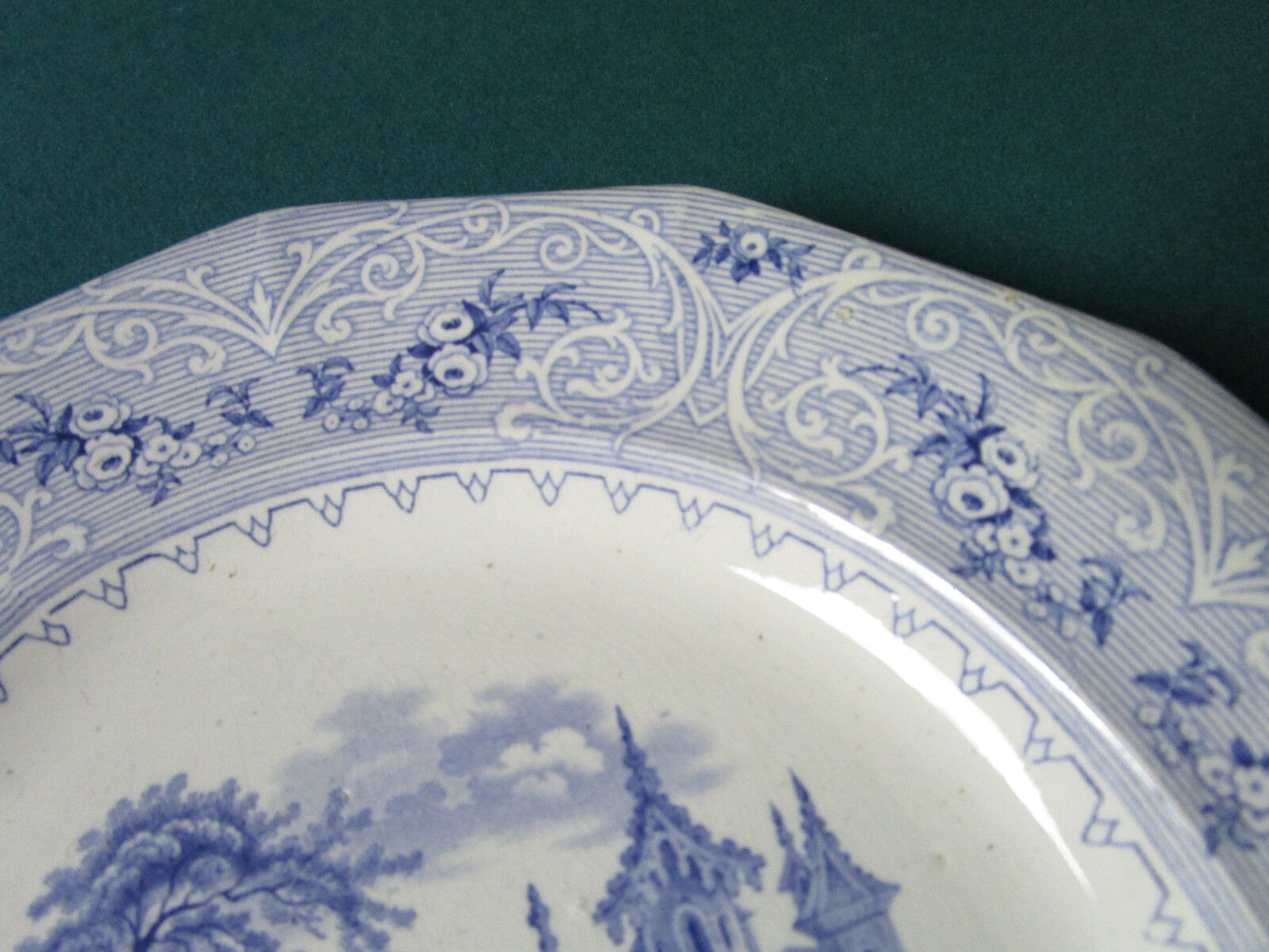 Antique 1850s Wedgwood Geneva Ironstone Blue Transfer Collector Plate