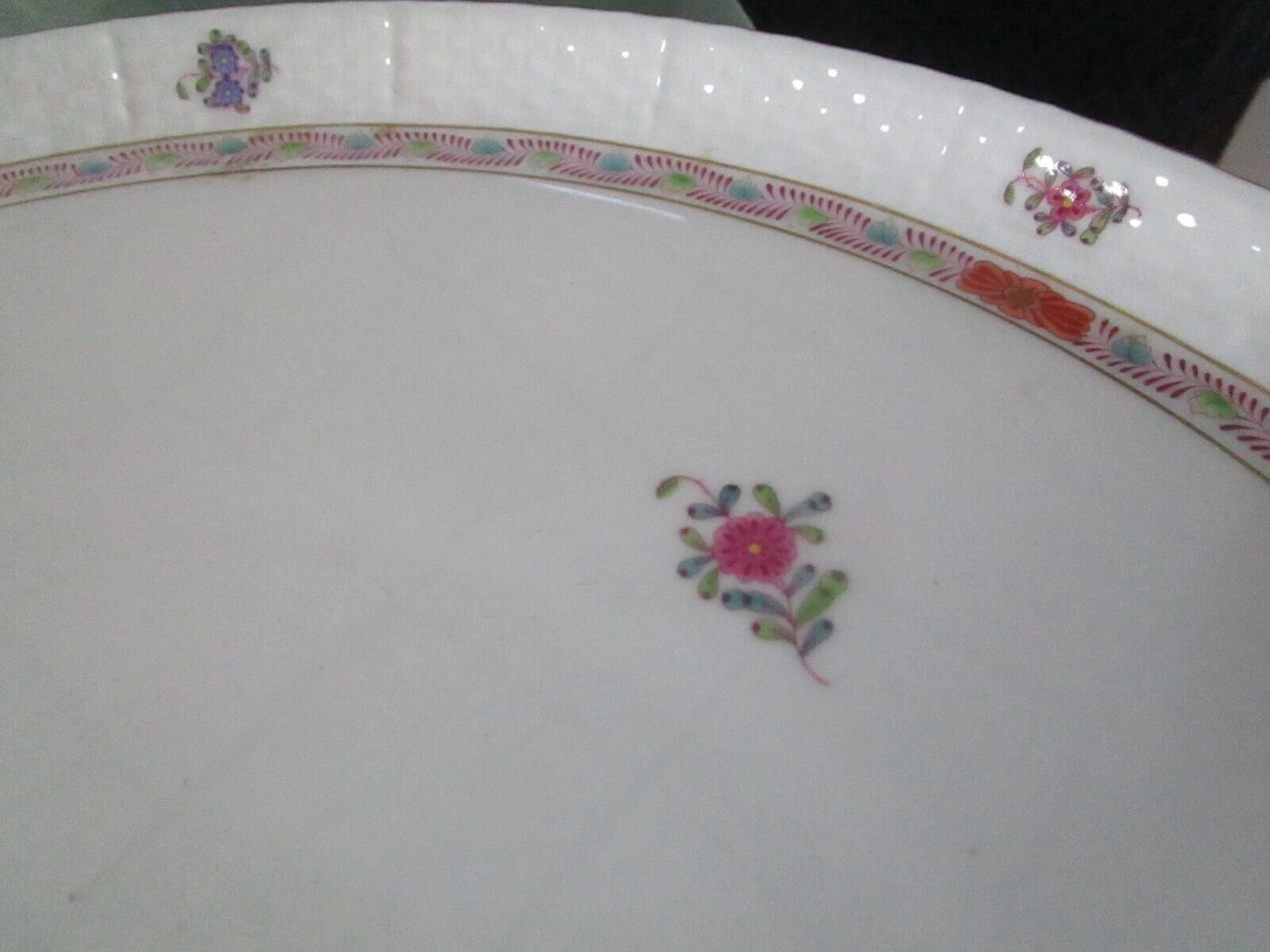 HEREND ROUND PLATTER 14 1/2" APPONYI CHINESE BOUQUET HANDPAINTED