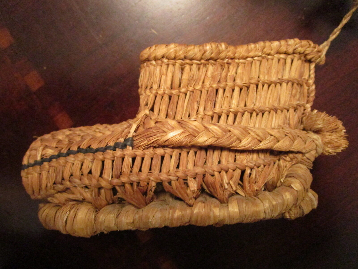 Antique 1800s rice straw child shoes original hand made[japbx]