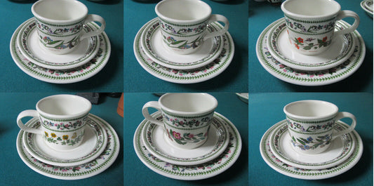 Portmeirion England Cup Saucer  Trio Botanical Flowers Herbs Pick1 [120b]
