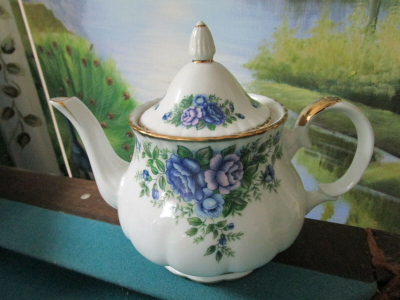 English Garden Teapot By Robinson Designs Japan 4 Cups Blue Flowers ^^^^