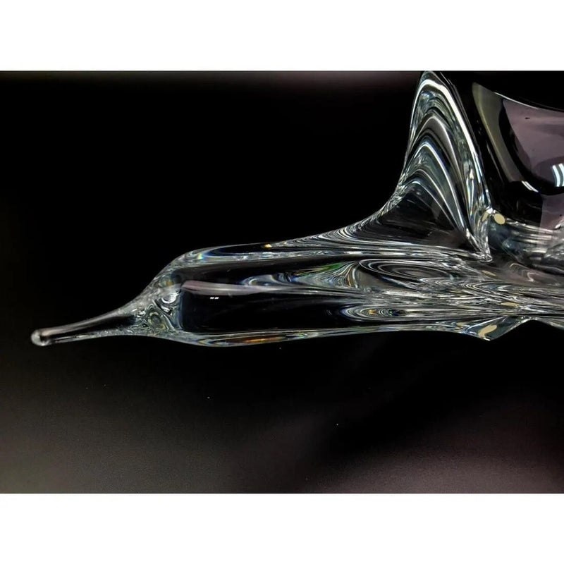 Large sculpture bowl centerpiece Bird in Flight by Daum, France, 17.5"