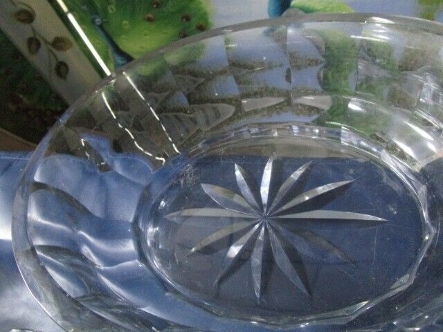 CRYSTAL OVAL CENTERPIECE /ROUND FRUIT  BOWL OPTIC PANELED STAR BASE PICK1