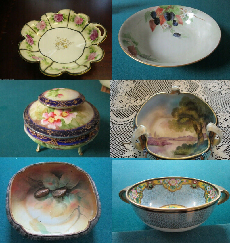 ANTIQUE VINTAGE NIPPON JAPAN POTTERY BOWL VANITY DISH HAIR RECEIVER FRUITS PICK1