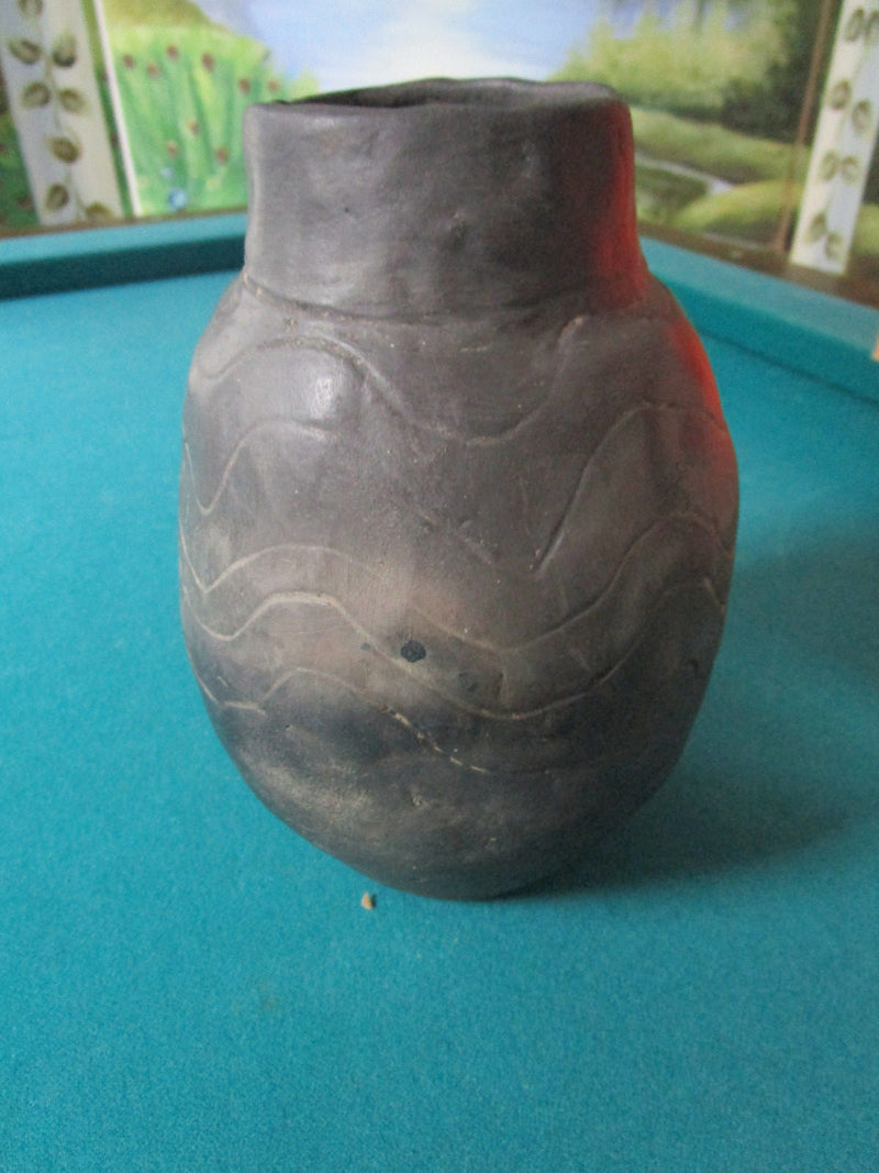 SOUTH WESTERN POTTEY BOWL DECANTER WITH FROG BLACK CERAMIC 7" [SW1]