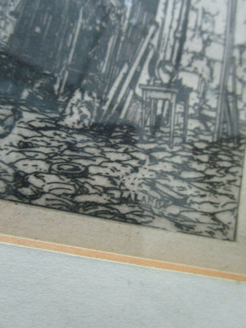 Maxime Lalanne (French 1827-1886)- ''Rue des Marmousets (Vieux Paris)''- etching